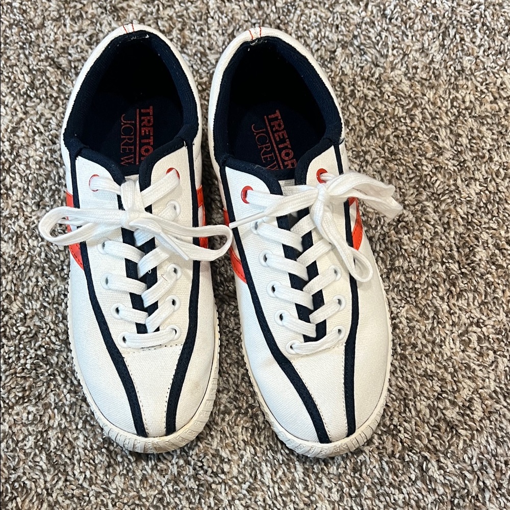 Tretorn White Sneakers with Red and Black Accents